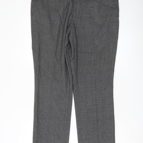 Next Men Grey Check Dress Pants 36R Straight Leg Formal Trousers
