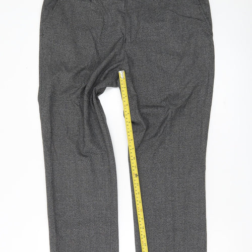 Next Men Grey Check Dress Pants 36R Straight Leg Formal Trousers