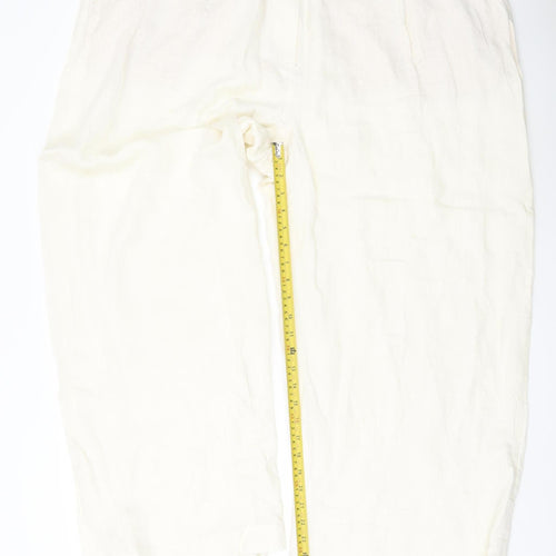 Marks and Spencer Women’s Ivory Linen Blend Straight Trousers Size 24