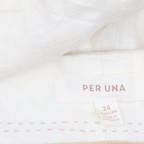 Marks and Spencer Women’s Ivory Linen Blend Straight Trousers Size 24