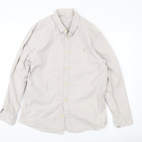 AllSaints Men’s Beige Medium Button-Up Long Sleeve Shirt