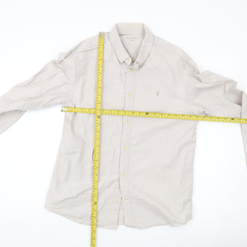 AllSaints Men’s Beige Medium Button-Up Long Sleeve Shirt