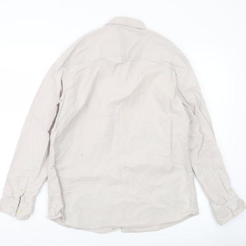 AllSaints Men’s Beige Medium Button-Up Long Sleeve Shirt