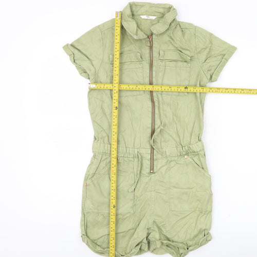 Marks and Spencer Girls Green Playsuit 11-12 Years Cotton Lyocell