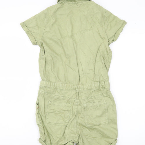 Marks and Spencer Girls Green Playsuit 11-12 Years Cotton Lyocell