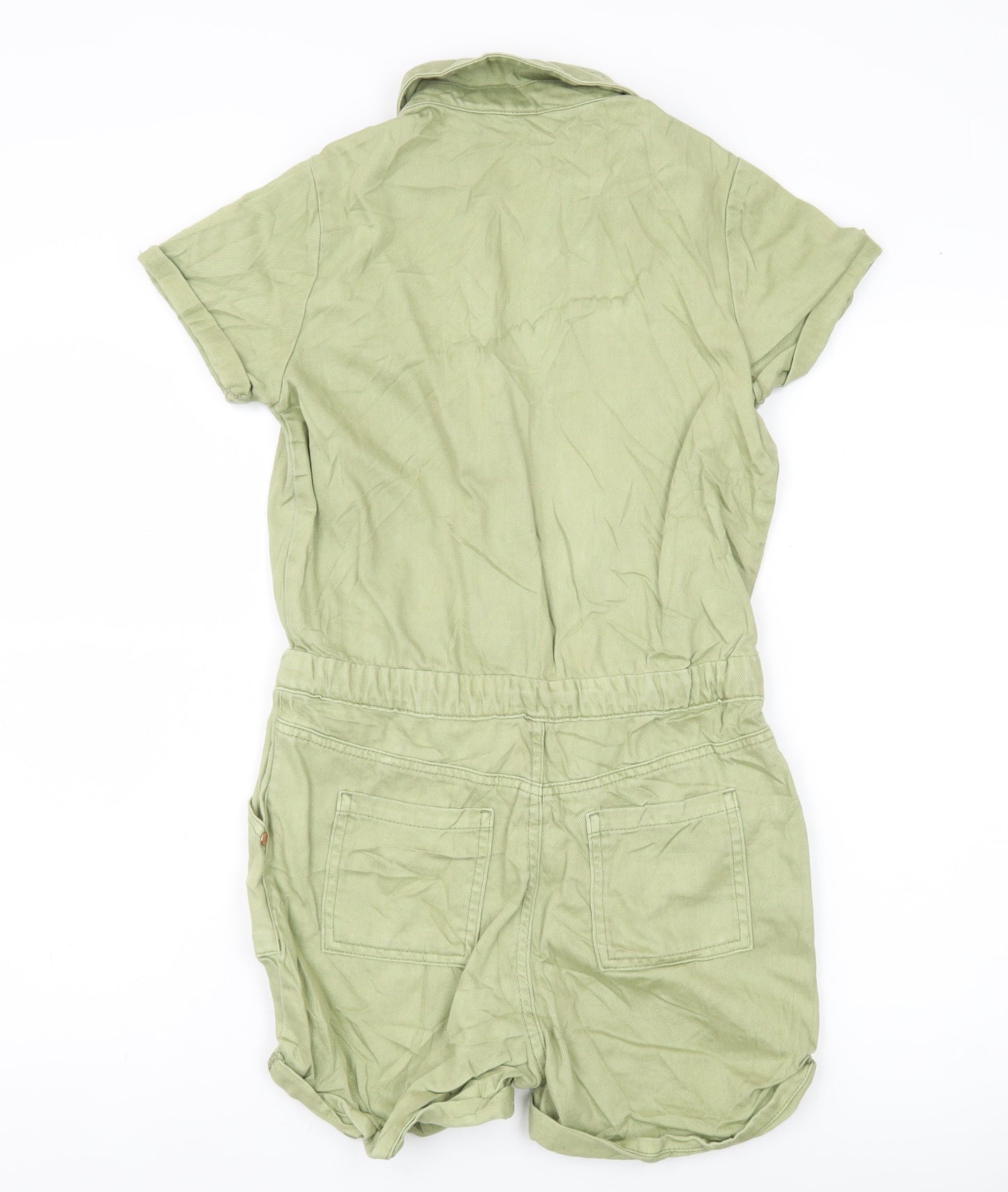 Marks and Spencer Girls Green Playsuit 11-12 Years Cotton Lyocell