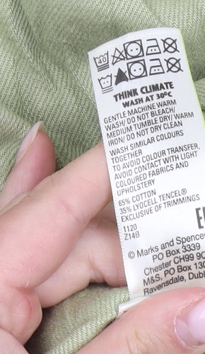 Marks and Spencer Girls Green Playsuit 11-12 Years Cotton Lyocell