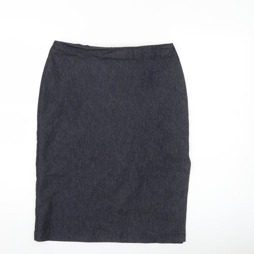 Topshop Women Black Size 12 High Rise Stretch Pencil Skirt