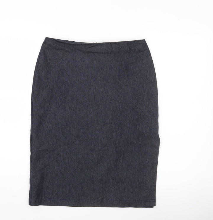 Topshop Women Black Size 12 High Rise Stretch Pencil Skirt