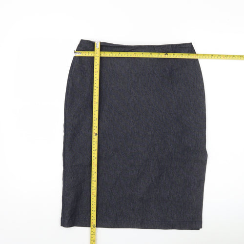 Topshop Women Black Size 12 High Rise Stretch Pencil Skirt