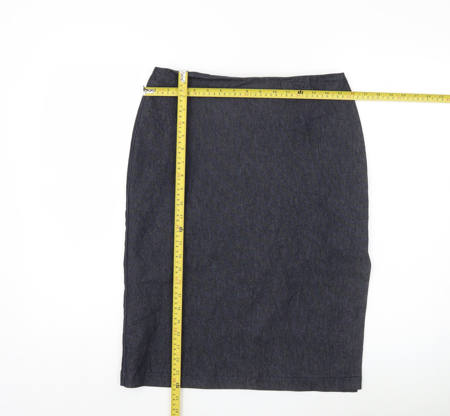 Topshop Women Black Size 12 High Rise Stretch Pencil Skirt