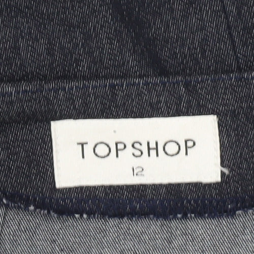 Topshop Women Black Size 12 High Rise Stretch Pencil Skirt