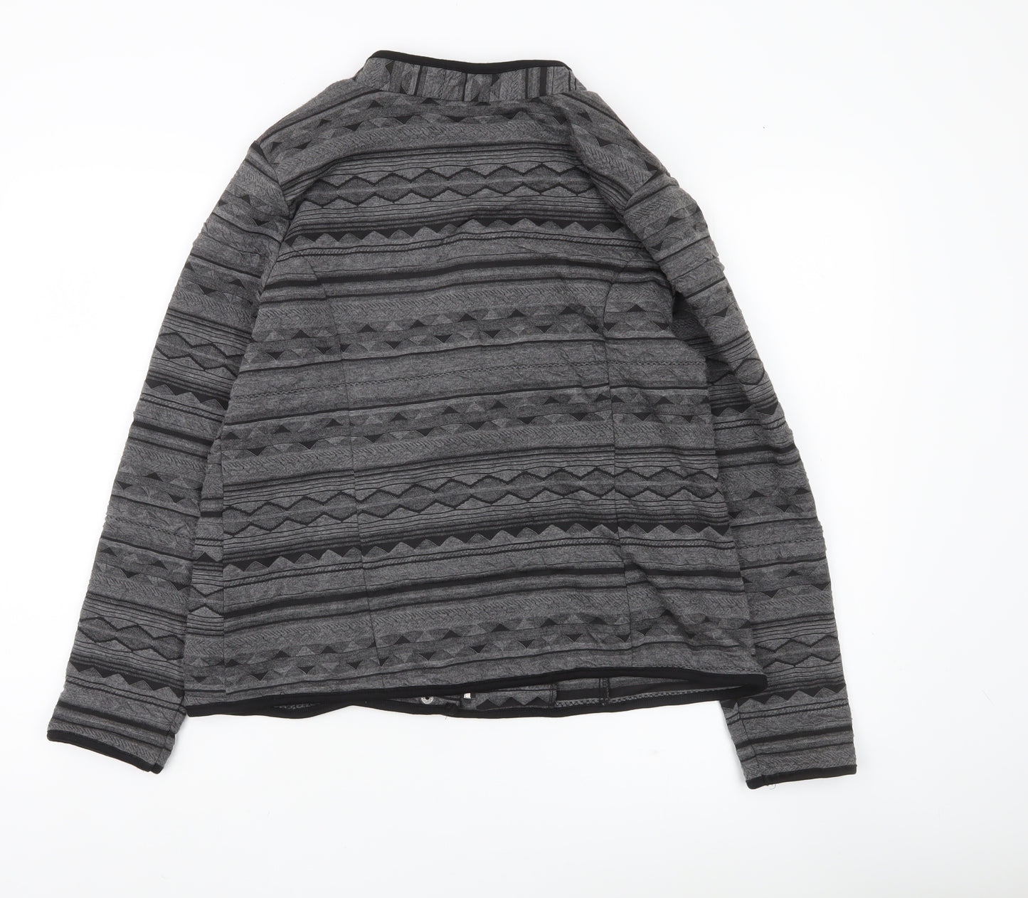 Klass Womens Grey Black Quilted Geometric Jacket Size 12