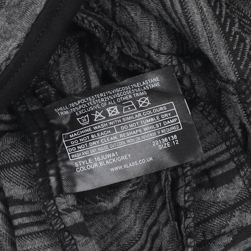 Klass Womens Grey Black Quilted Geometric Jacket Size 12