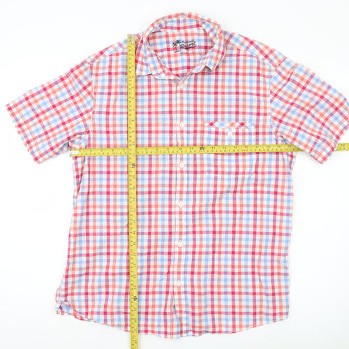 Marks and Spencer Men's Multicoloured Check Cotton Short Sleeve Shirt M