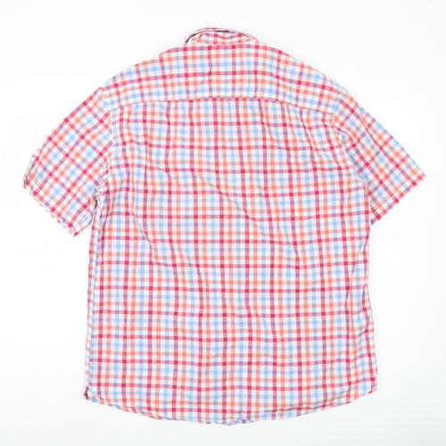 Marks and Spencer Men's Multicoloured Check Cotton Short Sleeve Shirt M