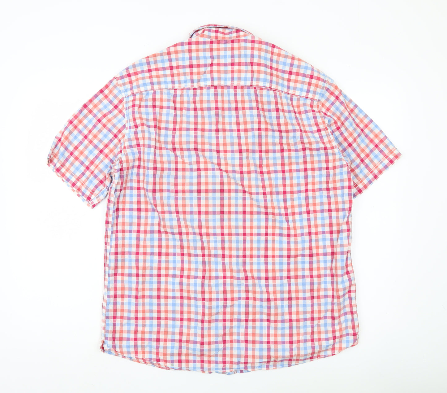 Marks and Spencer Men's Multicoloured Check Cotton Short Sleeve Shirt M