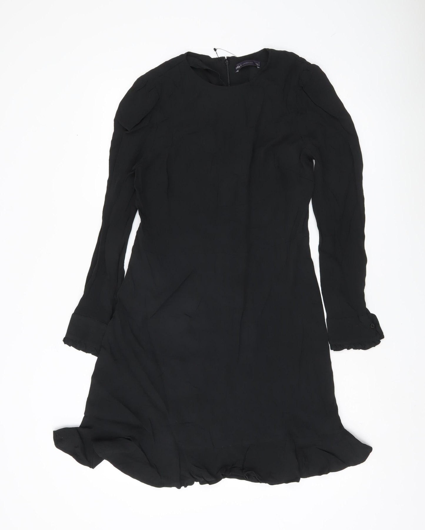 Marks and Spencer Womens Black Viscose Shift Dress Size 8