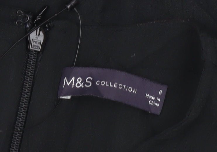 Marks and Spencer Womens Black Viscose Shift Dress Size 8