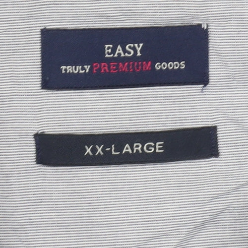 Easy Men’s Grey Striped Cotton Button-Up Shirt 2XL Long Sleeve