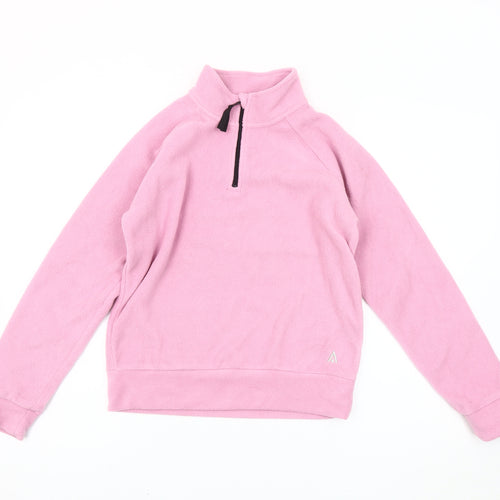 Glacier Point Girls Pink Fleece Sweatshirt 12-13Y 1/4 Zip High Neck Pullover