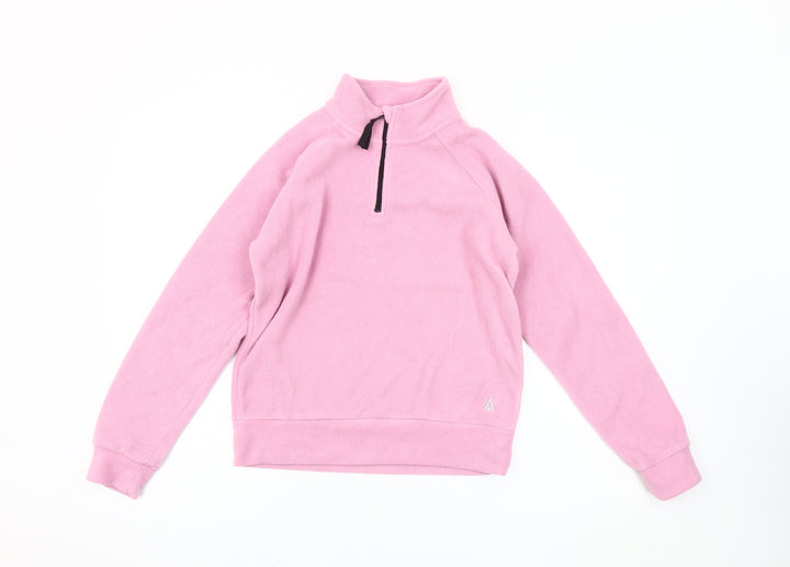 Glacier Point Girls Pink Fleece Sweatshirt 12-13Y 1/4 Zip High Neck Pullover