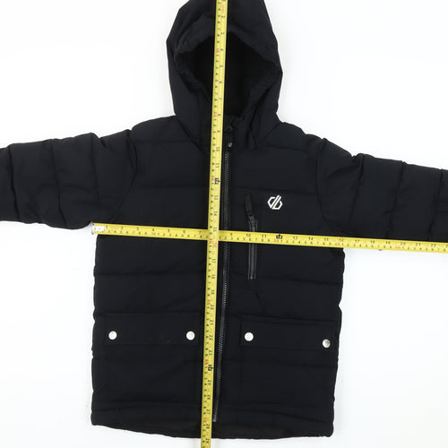 Dare 2B Boys Black Puffer Jacket 7-8 Years Hooded Winter Coat