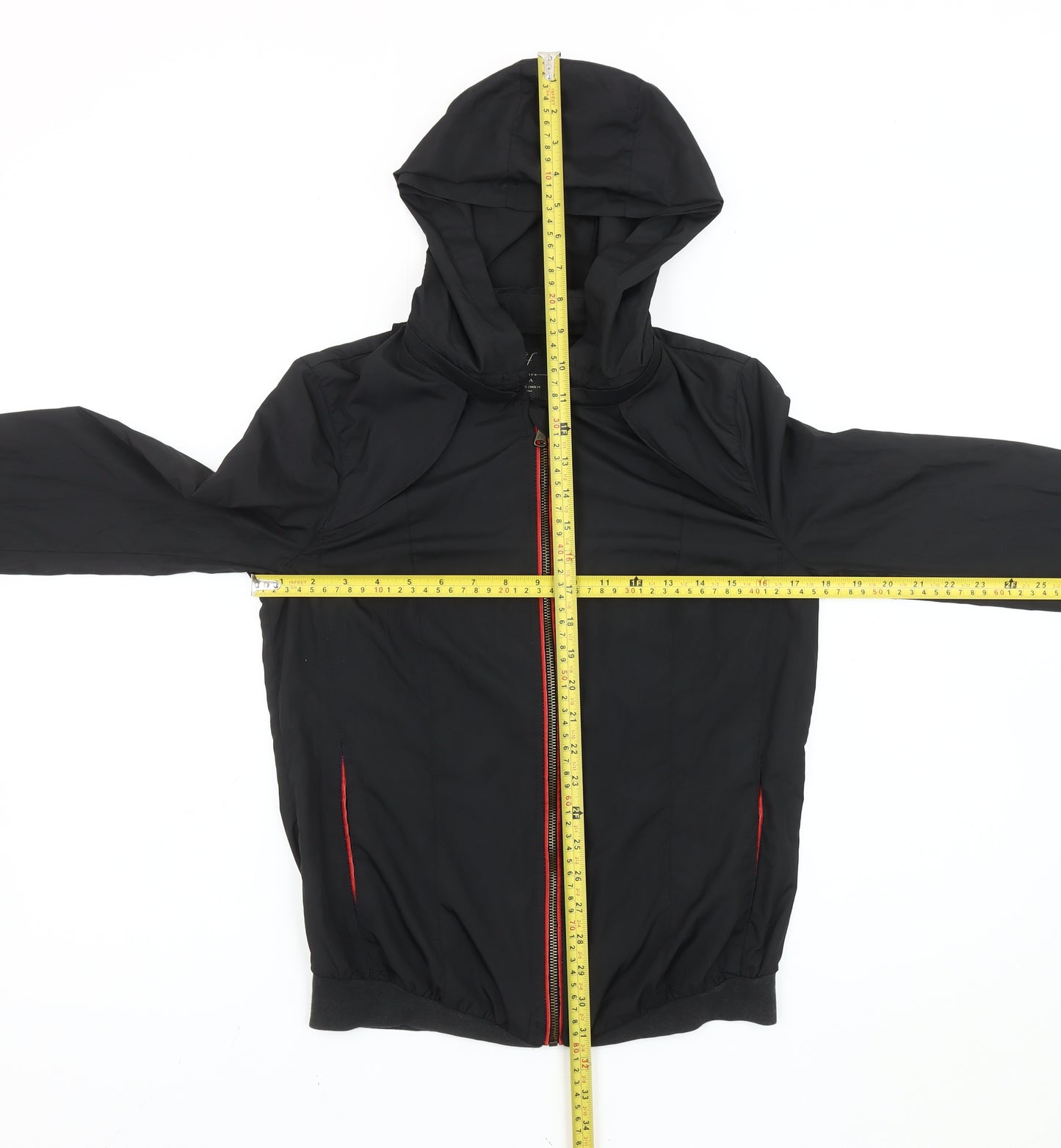 Zara Women’s Black Hooded Windbreaker Jacket Size 8 Casual Travel