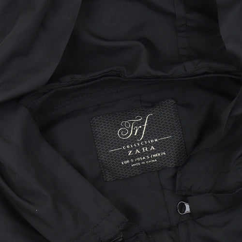 Zara Women’s Black Hooded Windbreaker Jacket Size 8 Casual Travel