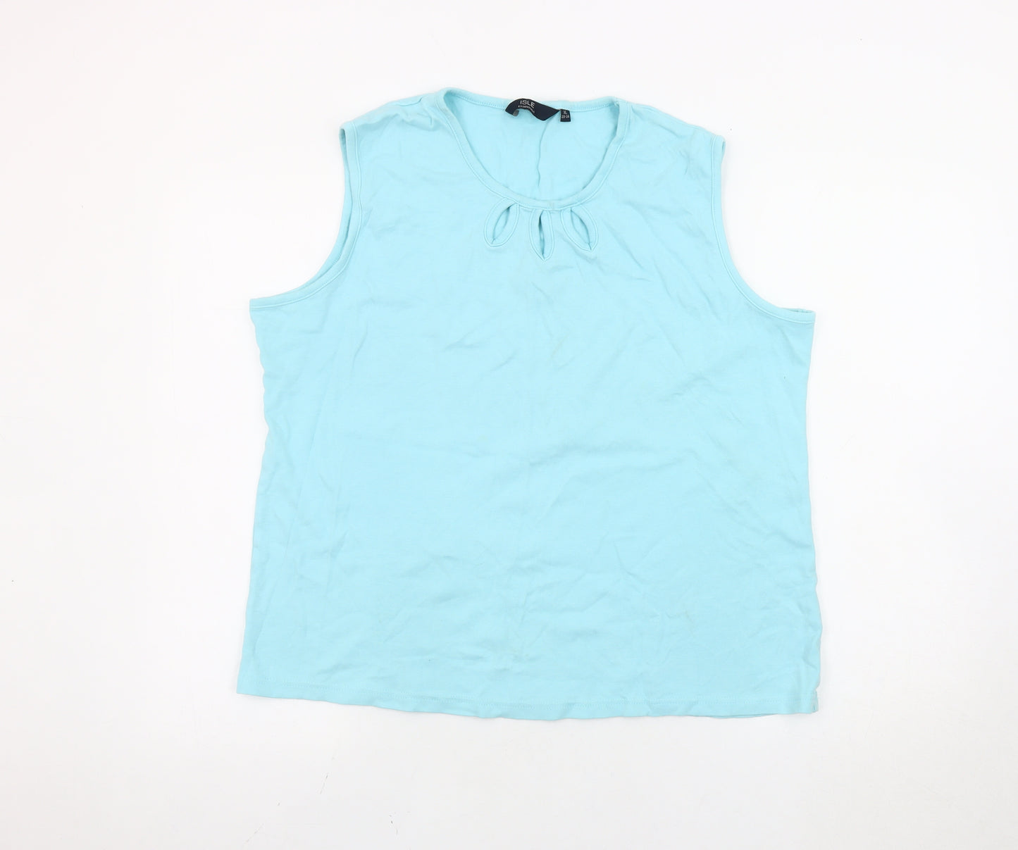Isle Essentials Womens Blue Cotton Sleeveless Tank Top Size 22