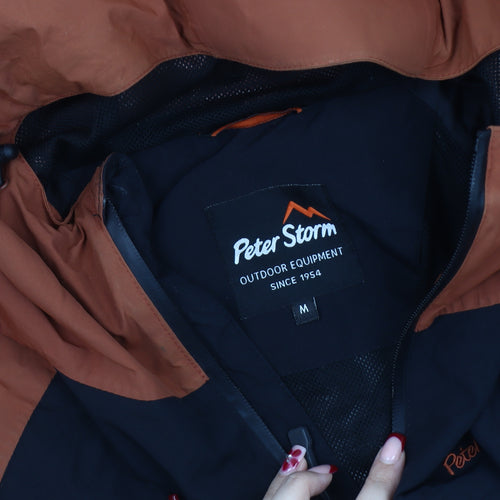 Peter Storm Men’s Black Brown Waterproof Rain Jacket M Hiking Outdoor