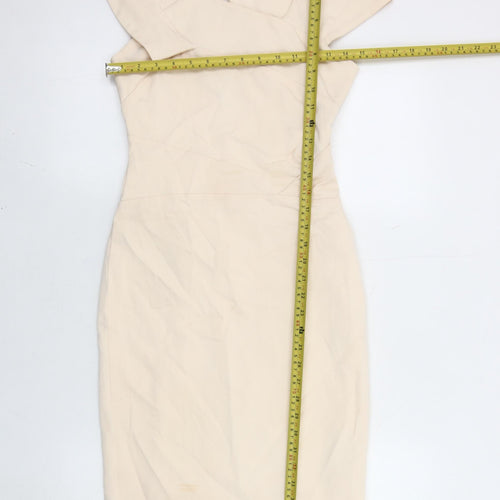 Reiss Womens Beige Bodycon Dress Size 6 V-Neck Sleeveless Formal