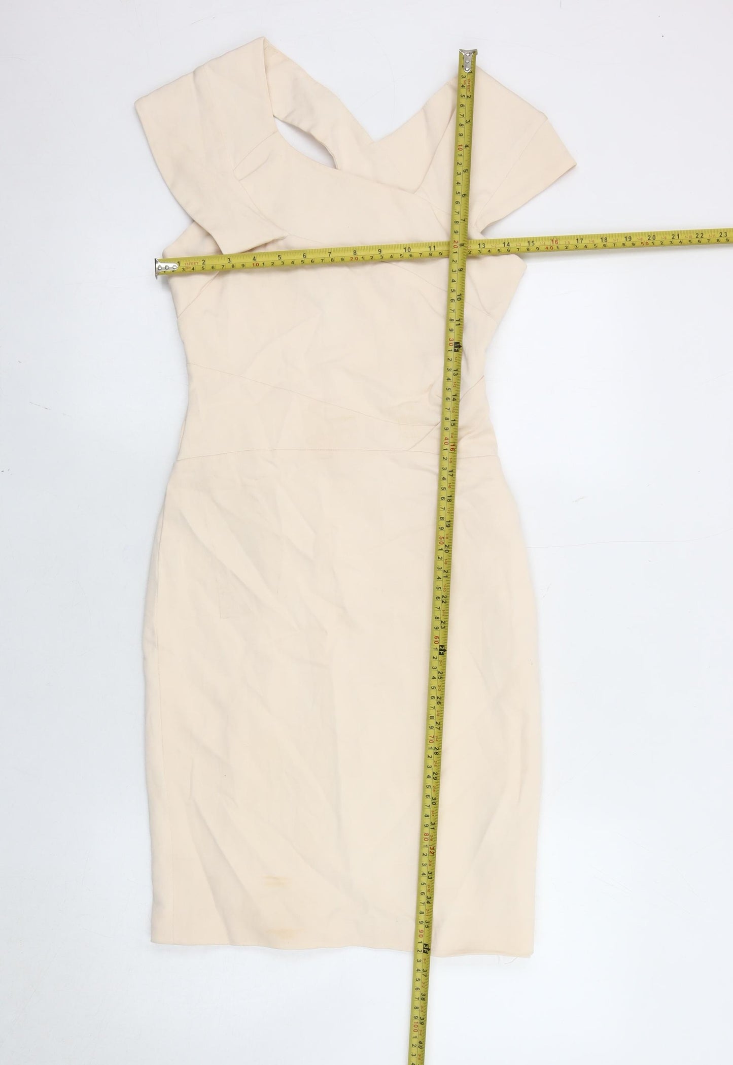 Reiss Womens Beige Bodycon Dress Size 6 V-Neck Sleeveless Formal