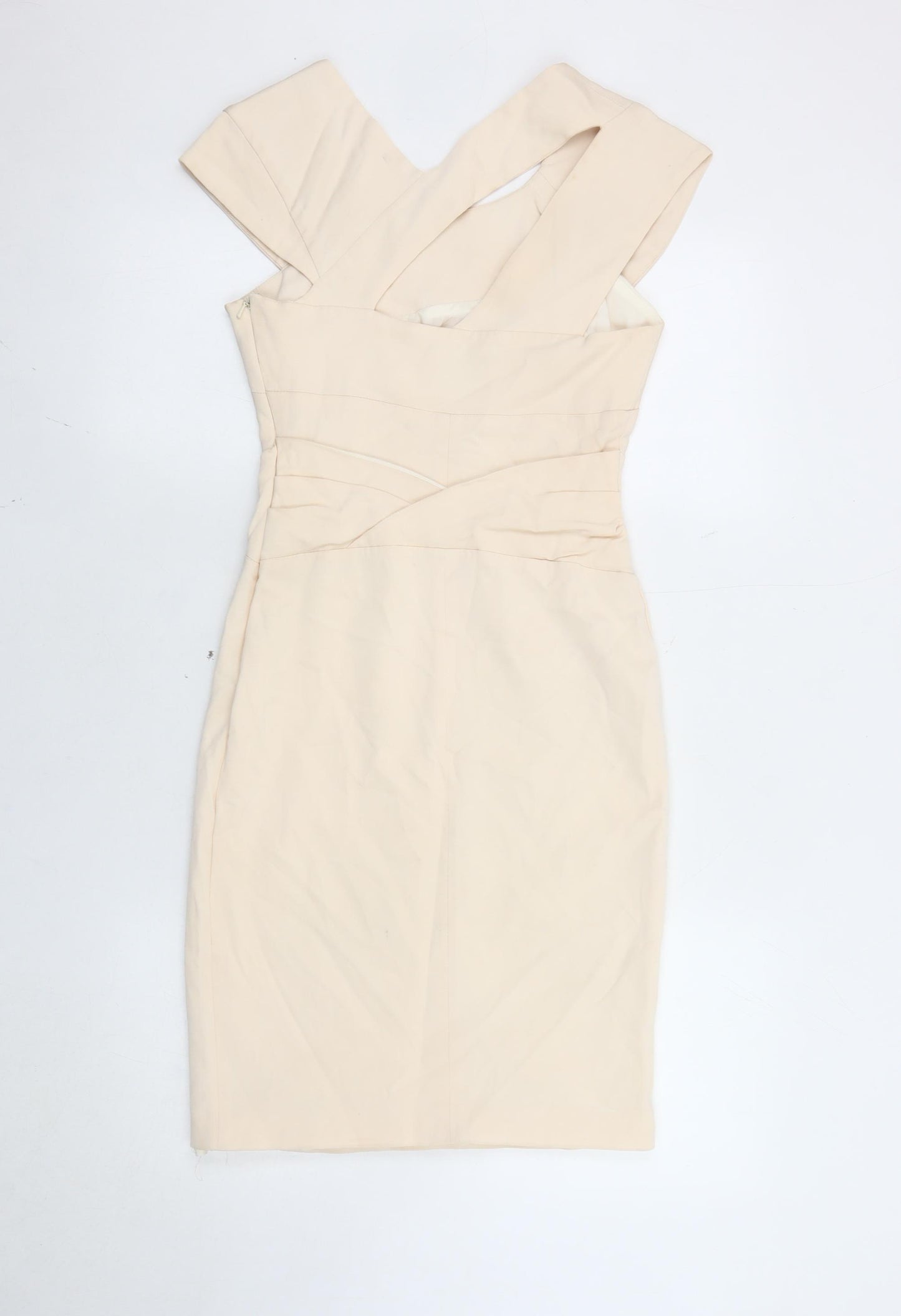 Reiss Womens Beige Bodycon Dress Size 6 V-Neck Sleeveless Formal