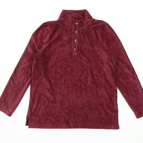 Cotton Traders Women Red Corduroy Button-Up Long Sleeve Size 18