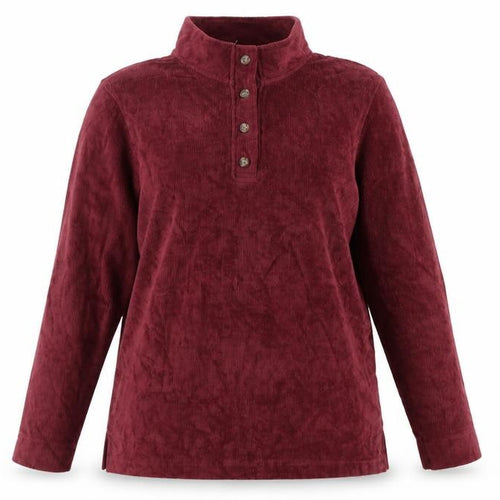 Cotton Traders Women Red Corduroy Button-Up Long Sleeve Size 18