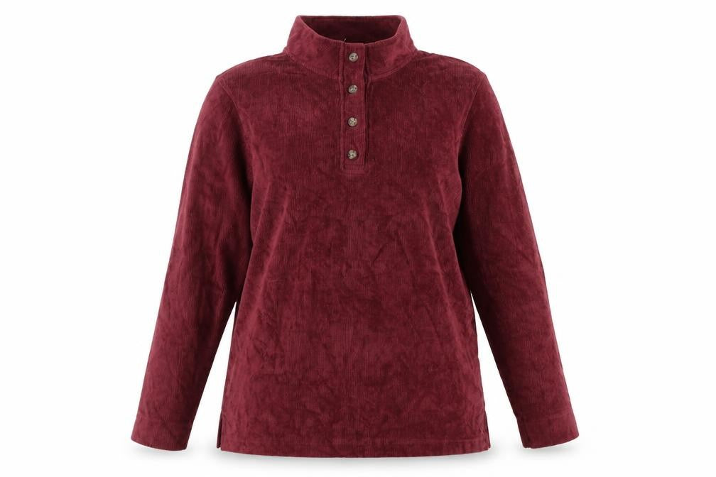Cotton Traders Women Red Corduroy Button-Up Long Sleeve Size 18