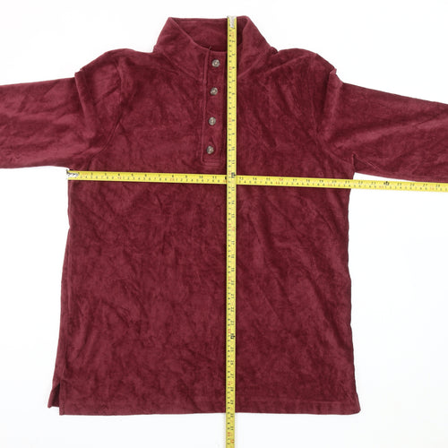 Cotton Traders Women Red Corduroy Button-Up Long Sleeve Size 18