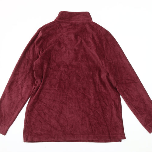 Cotton Traders Women Red Corduroy Button-Up Long Sleeve Size 18