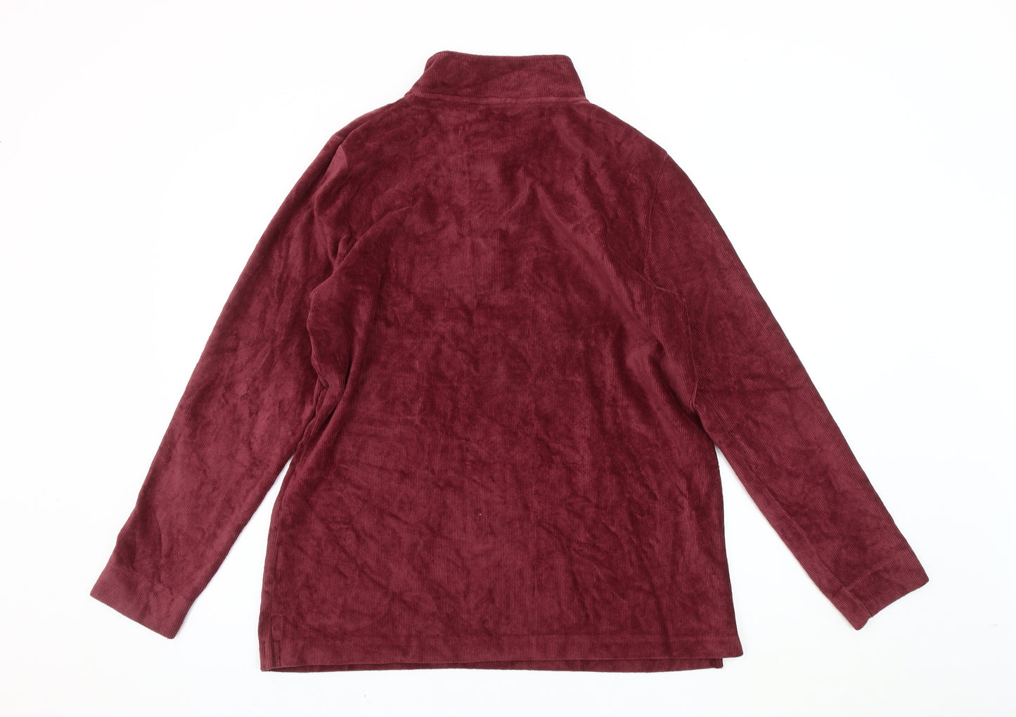 Cotton Traders Women Red Corduroy Button-Up Long Sleeve Size 18