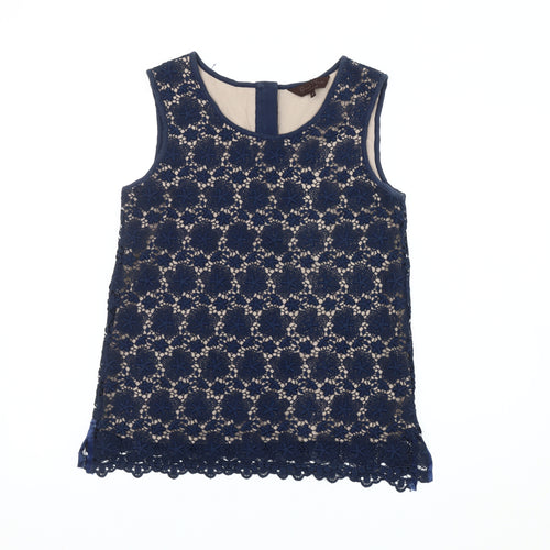 Great Plains Women Blue Lace Sleeveless Blouse M