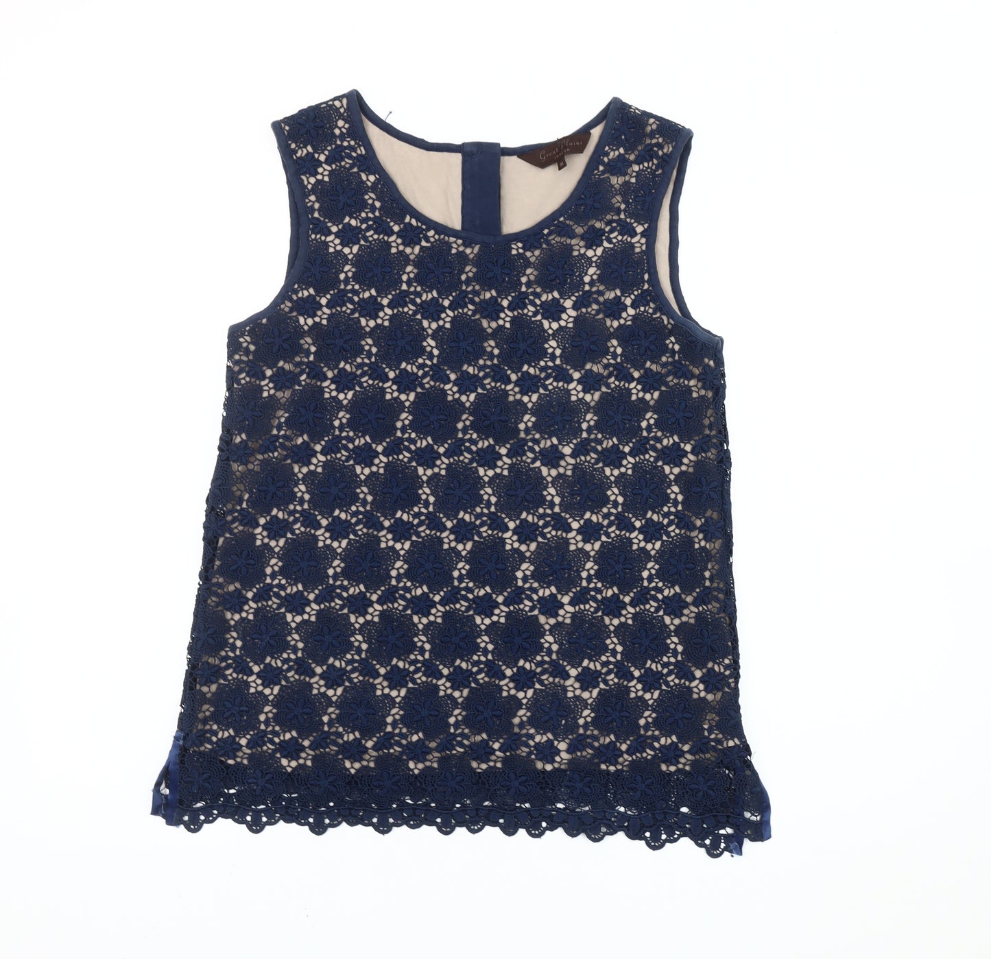 Great Plains Women Blue Lace Sleeveless Blouse M