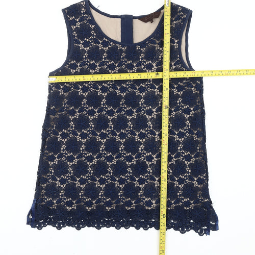 Great Plains Women Blue Lace Sleeveless Blouse M