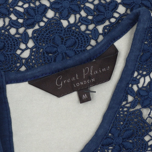 Great Plains Women Blue Lace Sleeveless Blouse M