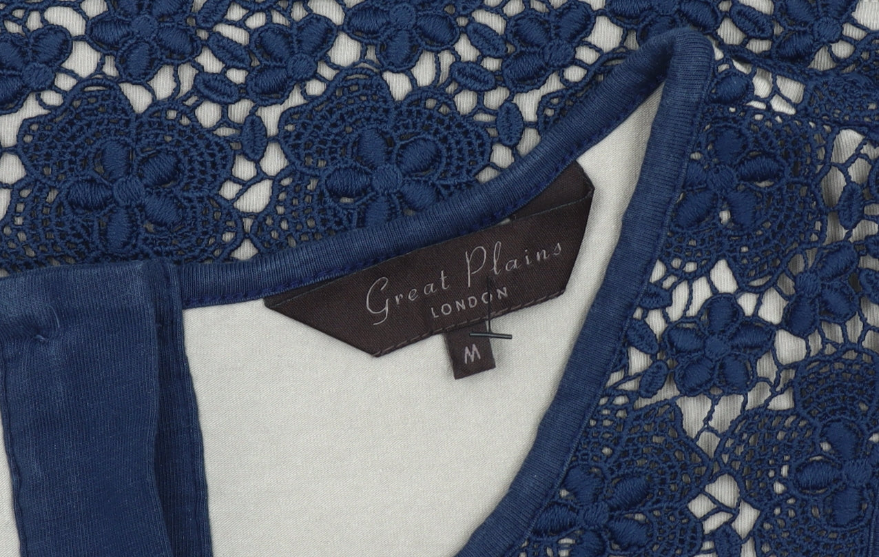 Great Plains Women Blue Lace Sleeveless Blouse M