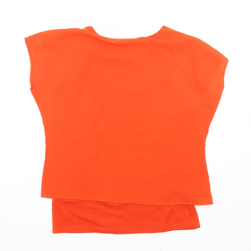 Klass Women Orange Blouse Size 12 Tunic Cut Out Detail
