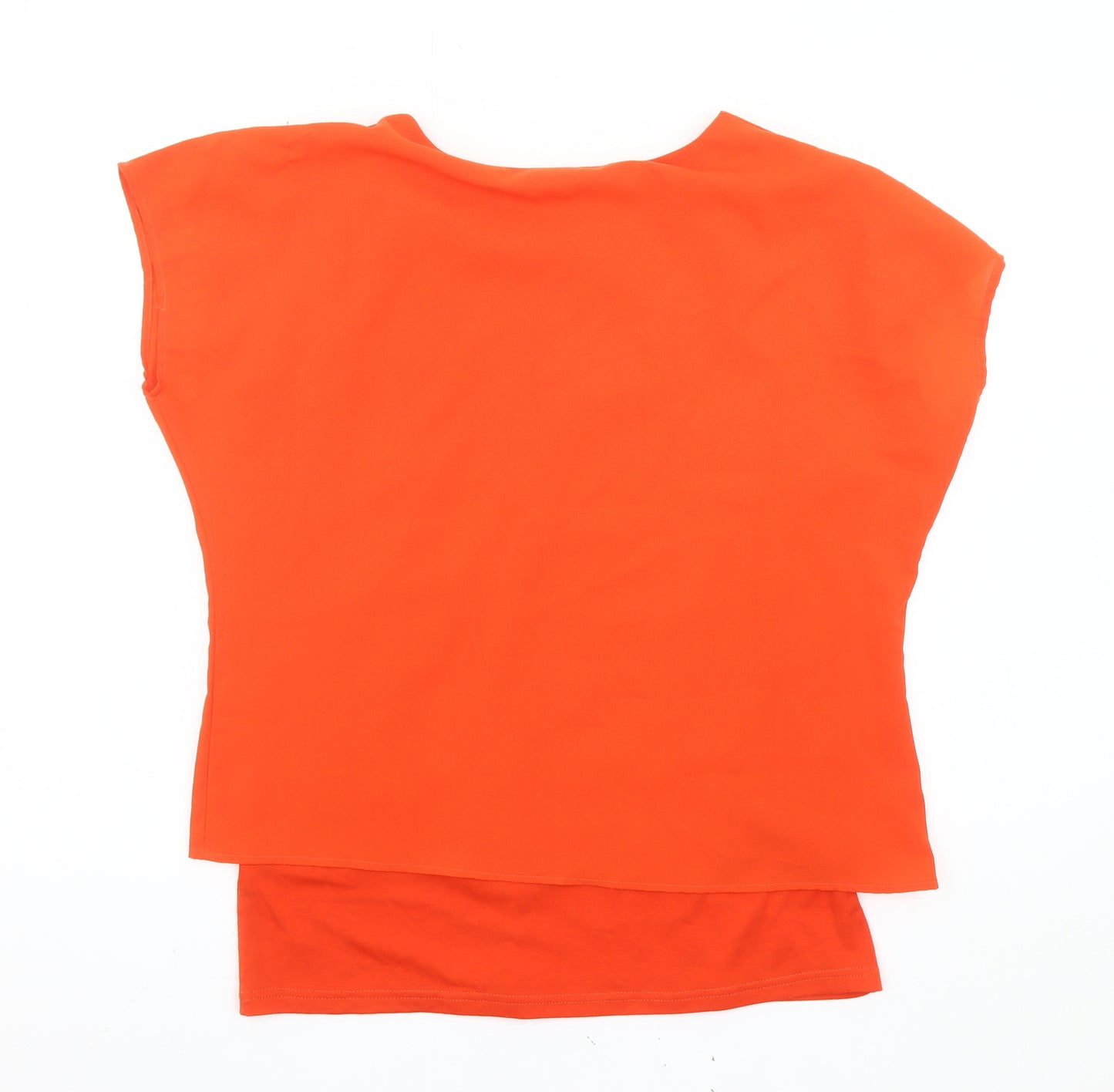 Klass Women Orange Blouse Size 12 Tunic Cut Out Detail