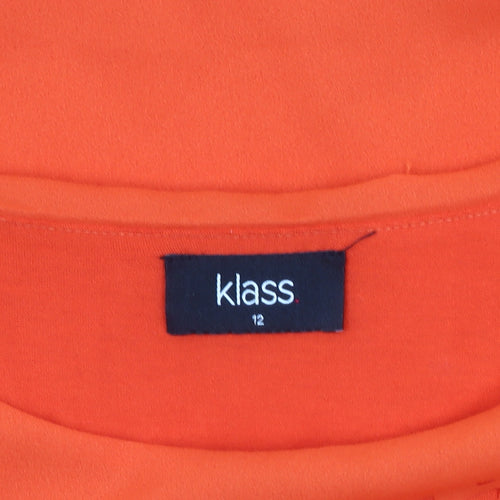 Klass Women Orange Blouse Size 12 Tunic Cut Out Detail