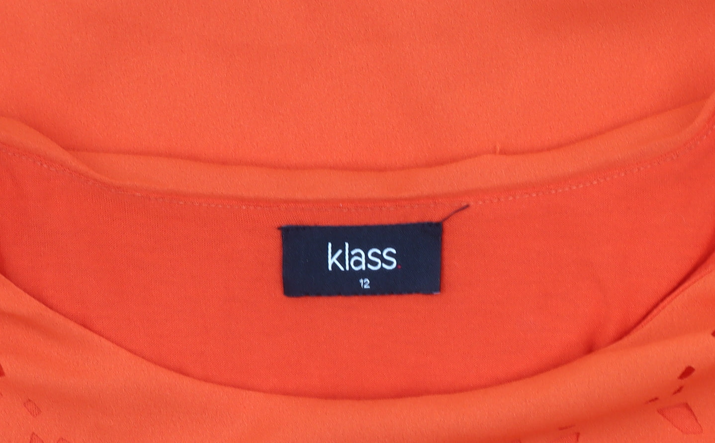 Klass Women Orange Blouse Size 12 Tunic Cut Out Detail