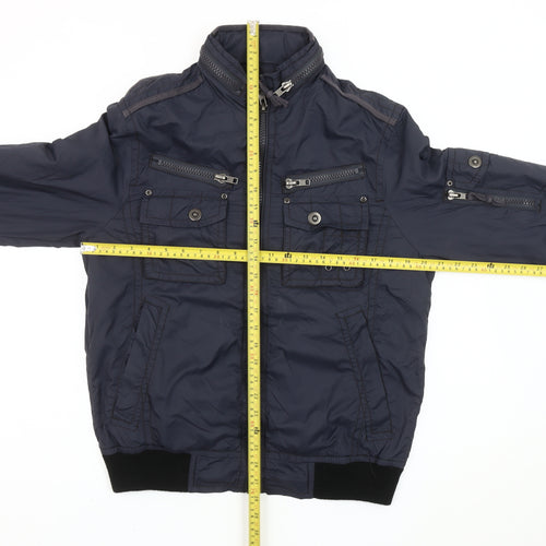 Next Men’s Blue Nylon Bomber Jacket Size M Casual Zip Pockets
